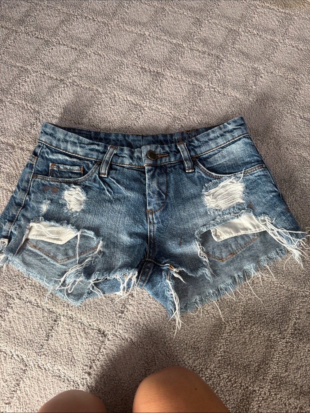 Blank NYC Light Blue Distressed Denim Shorts